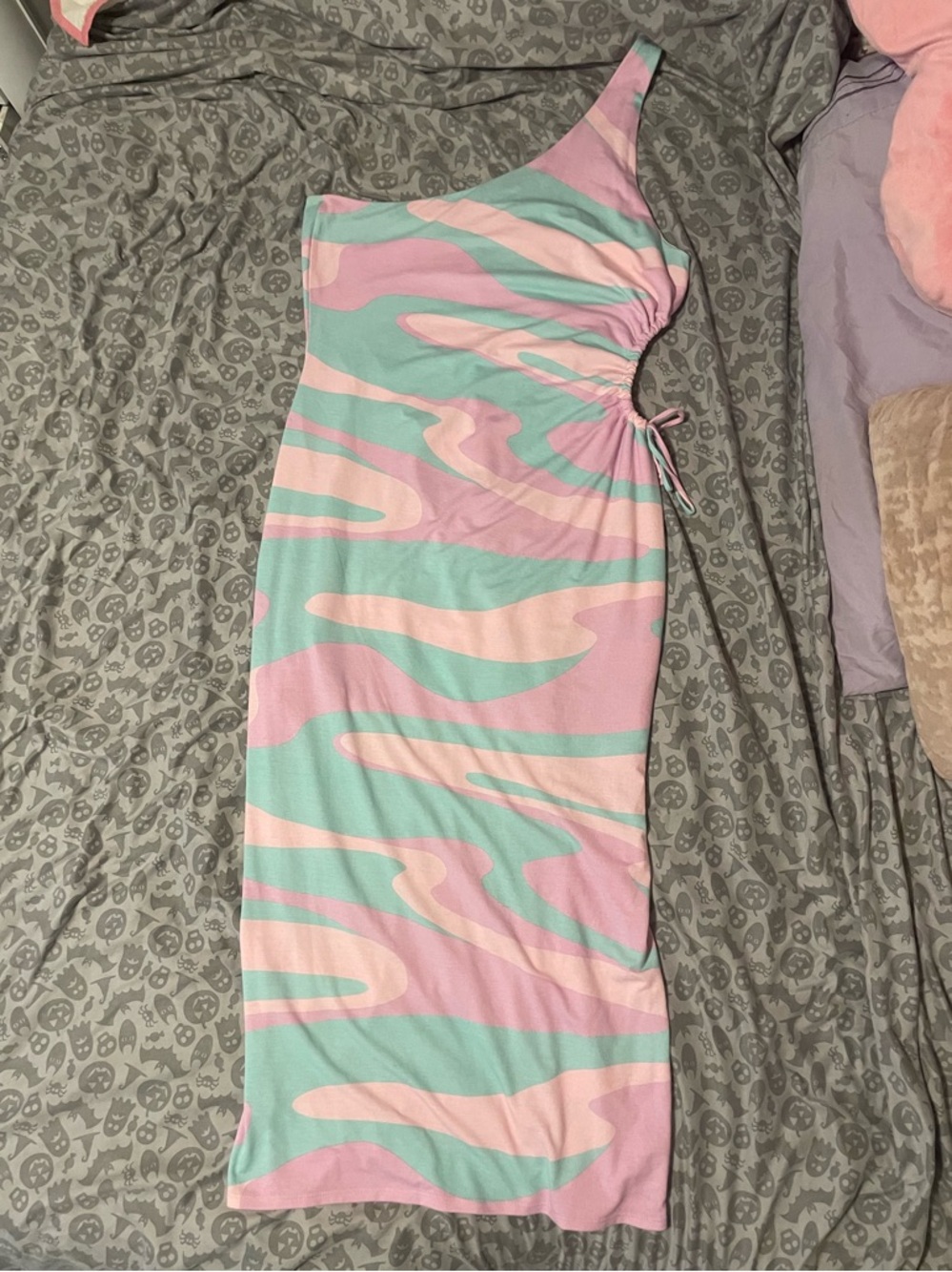 Pastel Pink Teal Purple Camo Maxi Dress